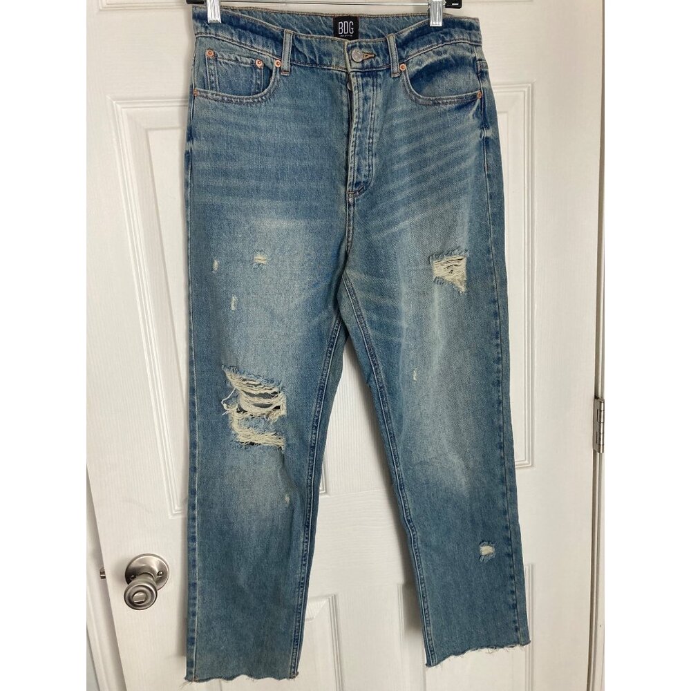 BDG Slim Straight Distressed Raw Hem Hidden Button Fly Jeans‎ Size 29